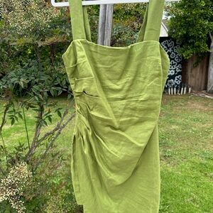 NWOT Reformation Kerrigan Green Linen Mini Dress